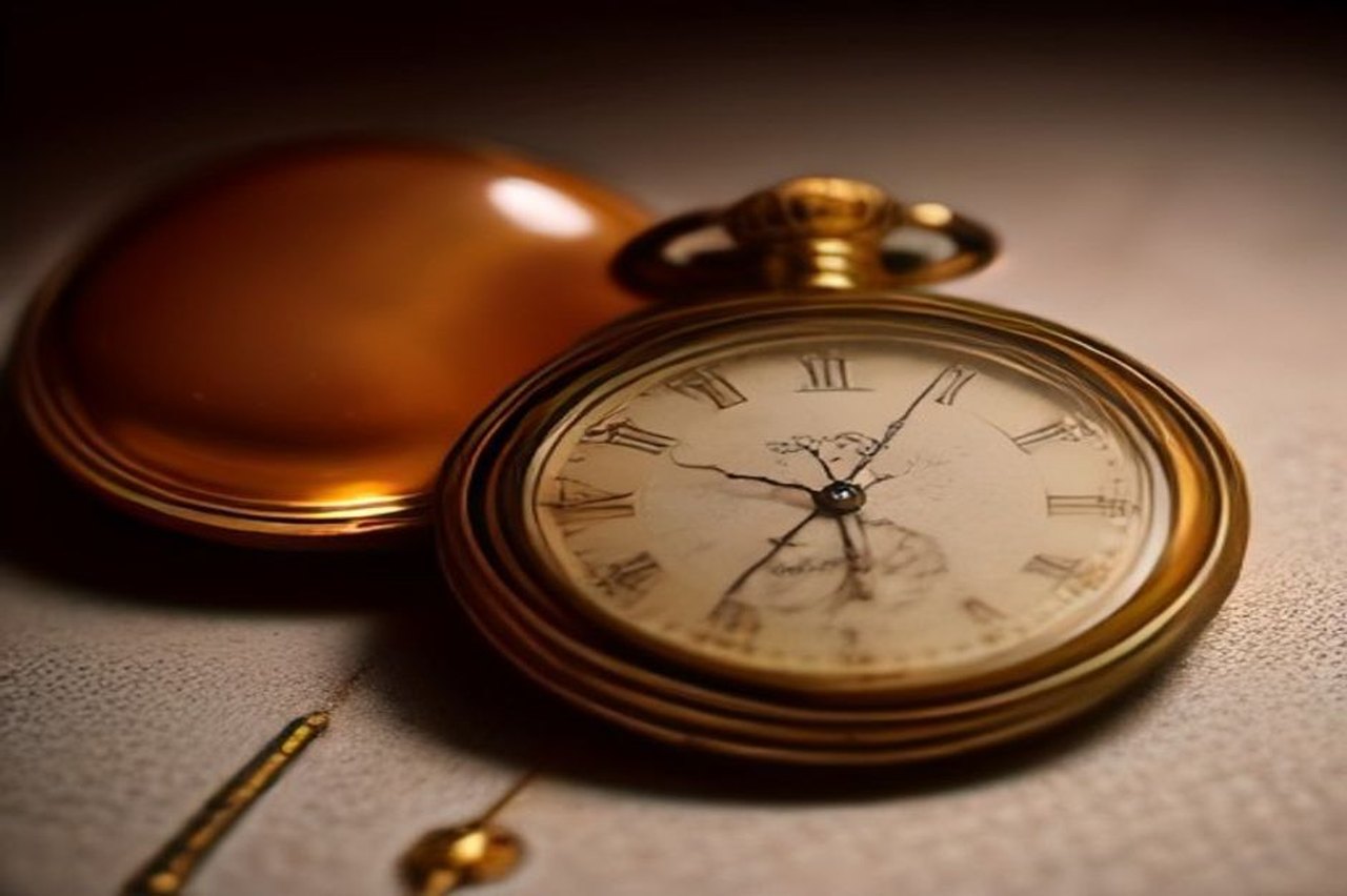 Antique gold pocket watch on dark marble, illustrating the inflammatory age clock that measures immune aging
