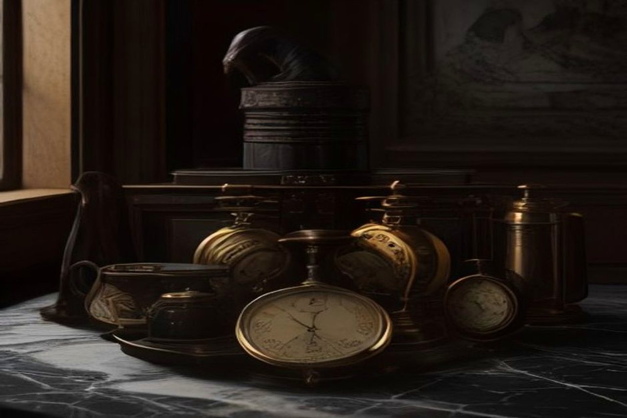 Antique gold pocket watches showing different times on black marble, illustrating the organ age blood test and organ-specific aging clocks